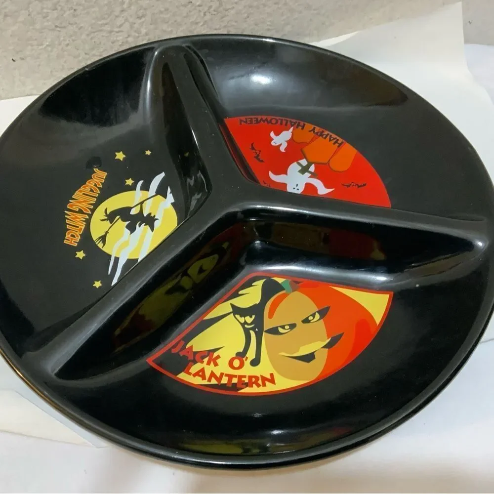 Vintage Target Black Ceramic Divided Halloween Serving Platter